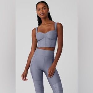 Alo Yoga Airlift Winter Warm Cropped Supermoto Corset Top Bra Fog size Small